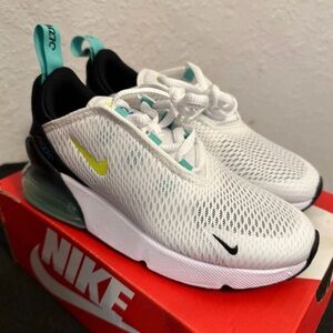Nike Air Max 270 White with Yellow and Teal Accents